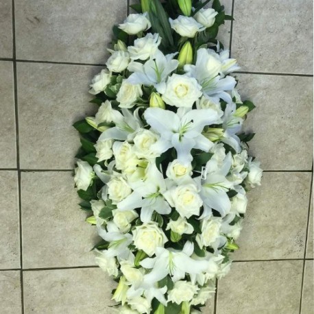 White Lily & Rose Coffin Spray