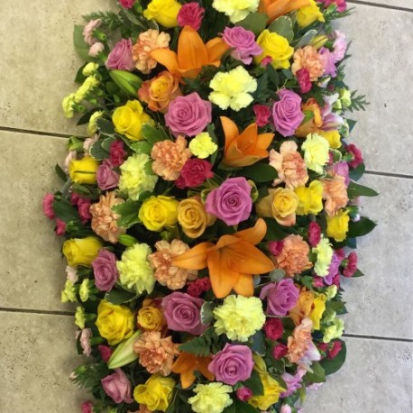 Pink, Orange & Yellow Coffin Spray