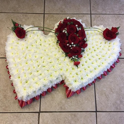 Red & White Based Double Heart - 