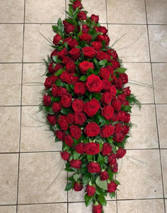 Red rose coffin spray