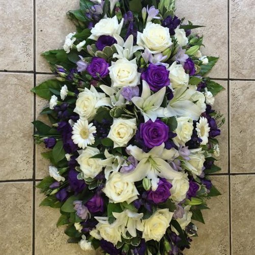 Purple & White Coffin Spray