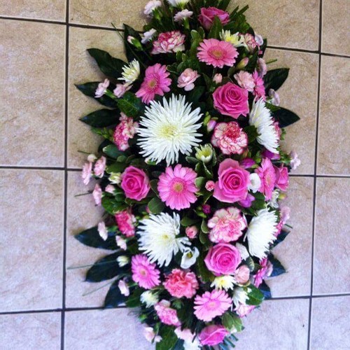 Pink & White Coffin Spray