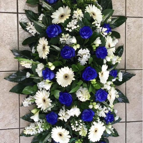 Blue & White Coffin Spray