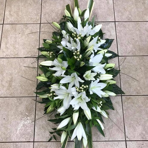 White Lily Coffin Spray