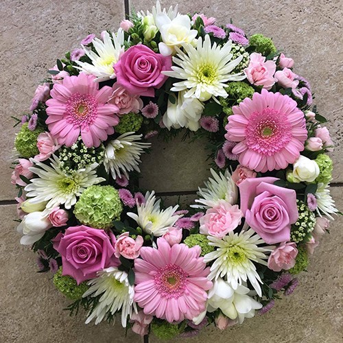Pink, White & Green Loose Wreath